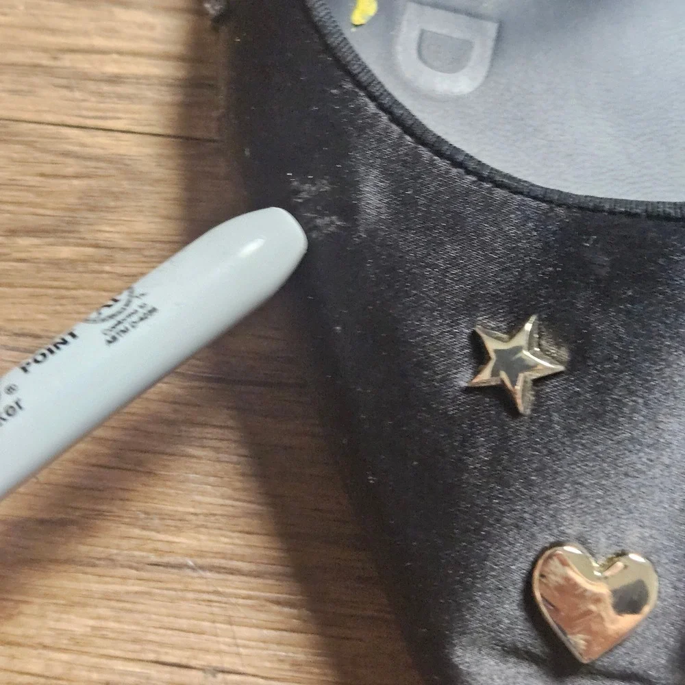 Karl Lagerfeld Paris Veyda Mary Jane Flats 9.5 M  Studded Satin Edgy Balletcore